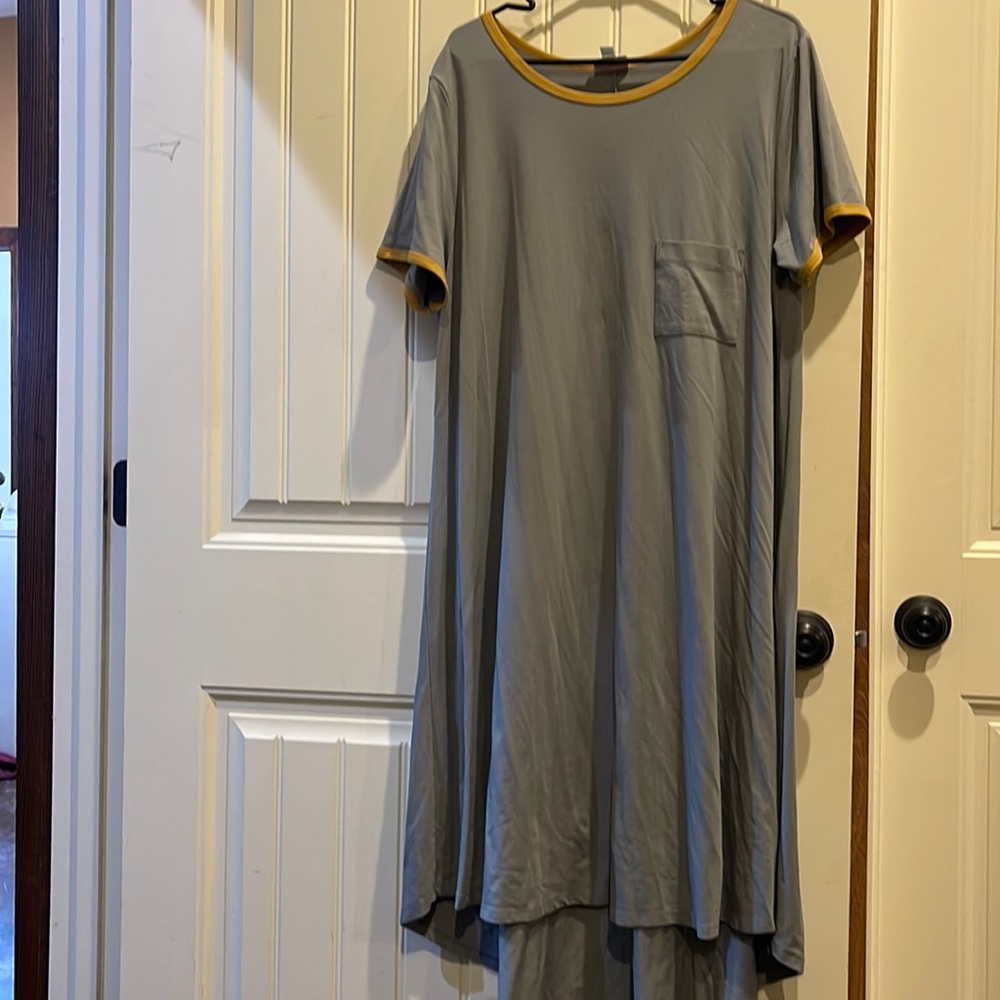 Lularoe dress gray trimmed in yellow